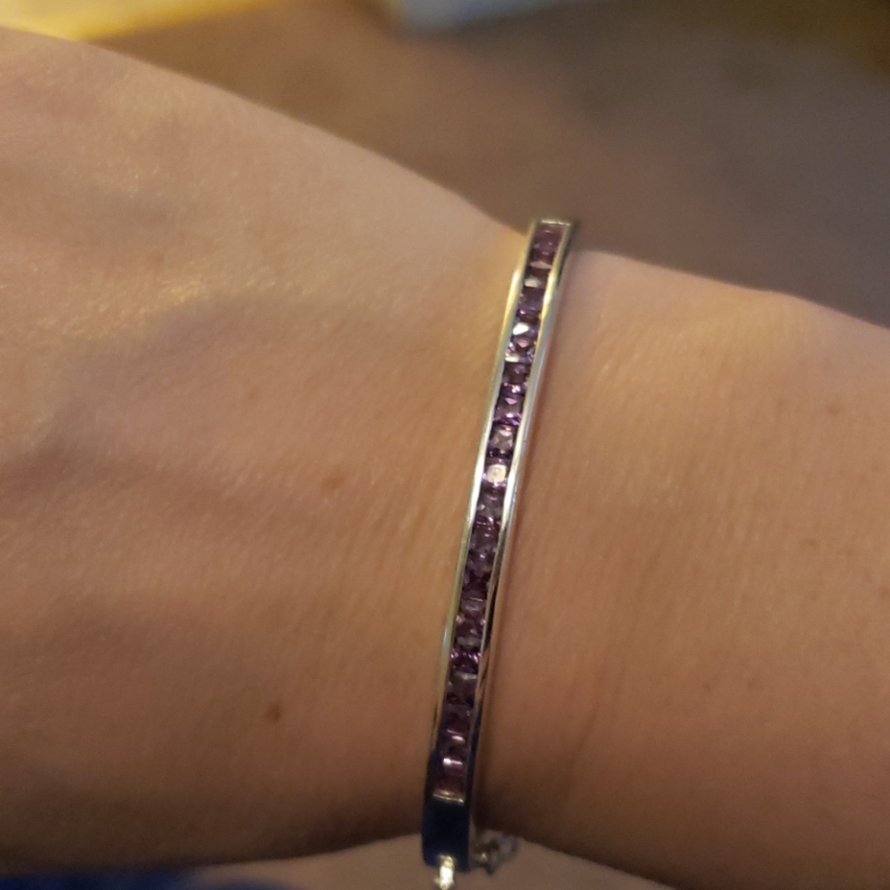 Sterling silver and purple swarovski crystal